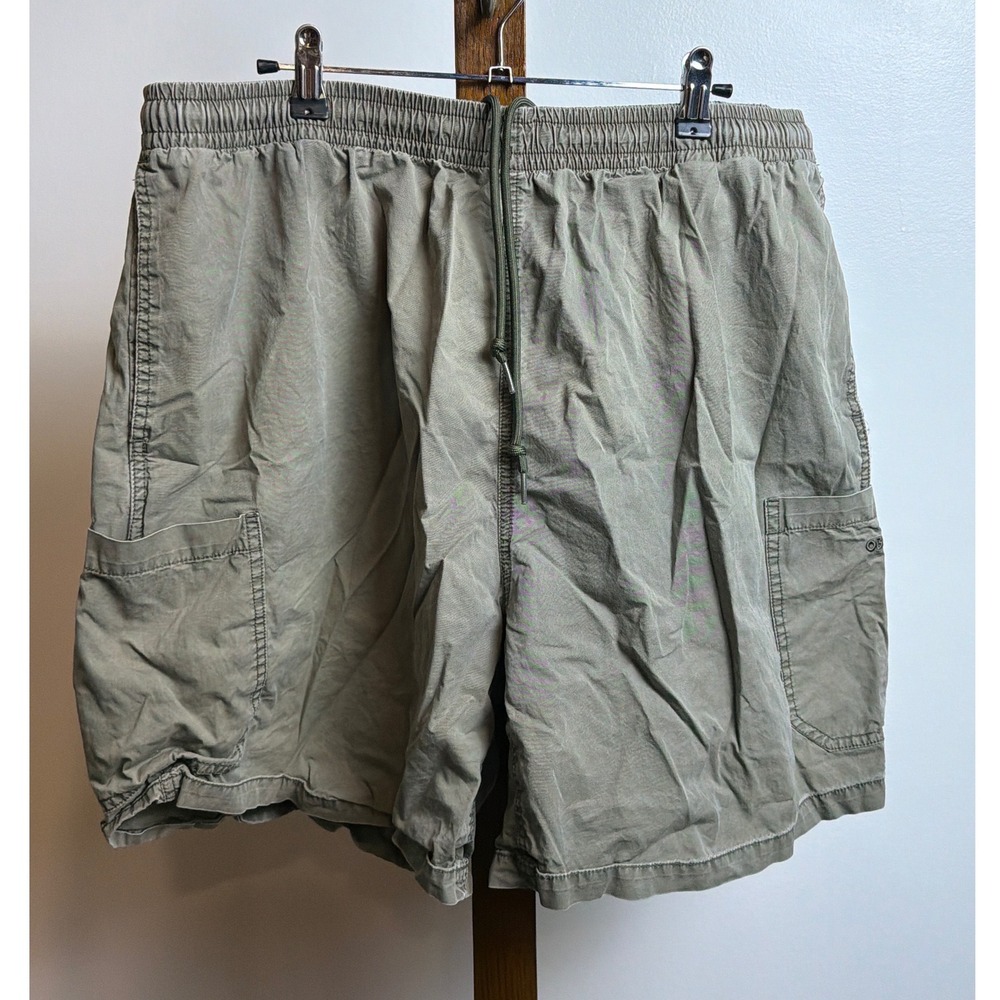 Obey Mens XXL Olive Green Cotton Elastic Waist Cargo Shorts Drawstring Relaxed